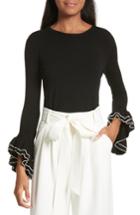 Women's Milly Tiered Ruffle Sleeve Sweater, Size - Black