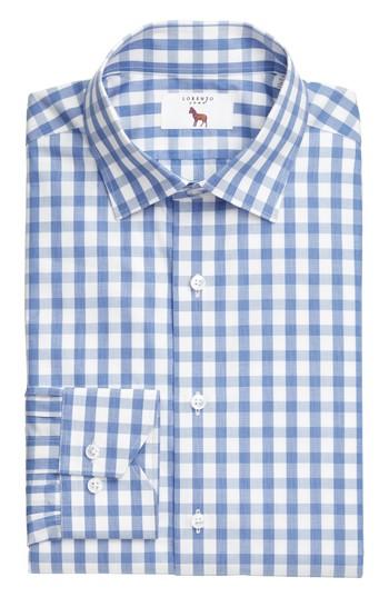 Men's Lorenzo Uomo Trim Fit Check Dress Shirt - 32 - Blue