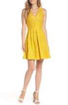 Women's Vince Camuto Lace Fit & Flare Dress - Yellow