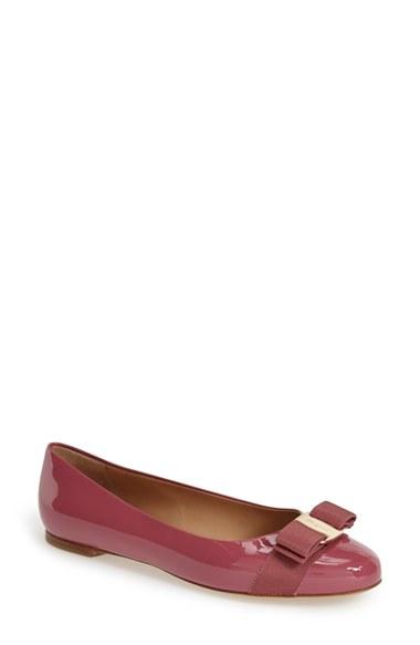 Women's Salvatore Ferragamo 'varina' Leather Flat .5 B - Pink