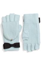 Women's Kate Spade New York Grosgrain Bow Convertible Knit Mittens, Size - Blue