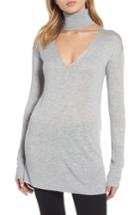 Women's Trouve Choker Turtleneck Sweater, Size - Grey
