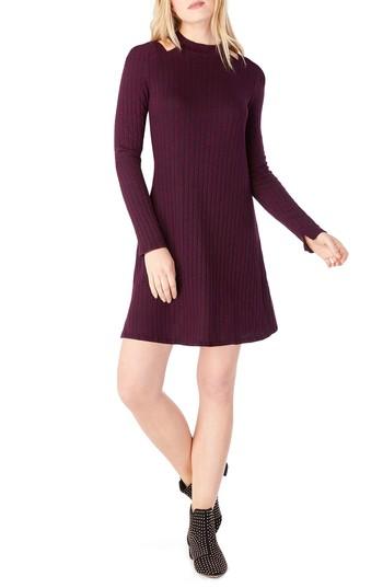 Women's Michael Stars Cold Shoulder Mock Neck Shift Dress - Burgundy