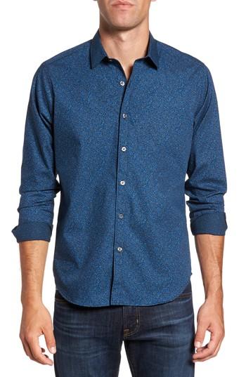 Men's Jeff Albany Slim Fit Paisley Print Sport Shirt - Blue