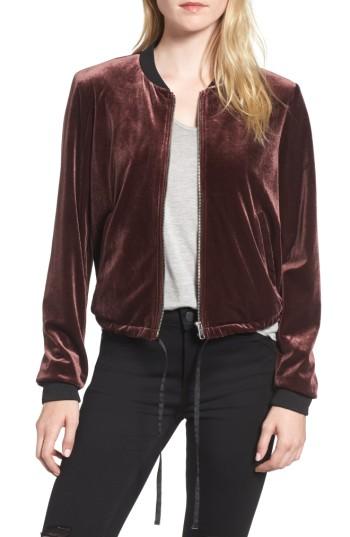 Women's Nvlt Velvet Bomber Jacket - Purple