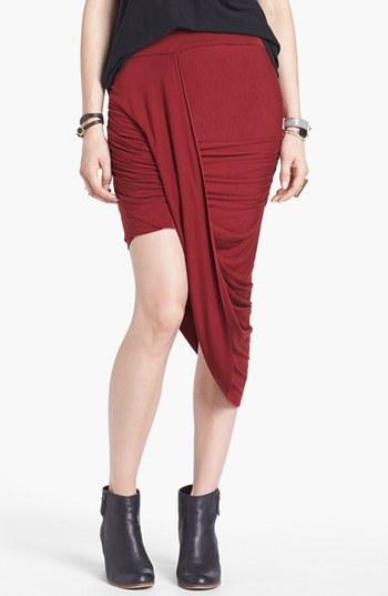 Free People 'twist And Shout' Draped Skirt Cranberry