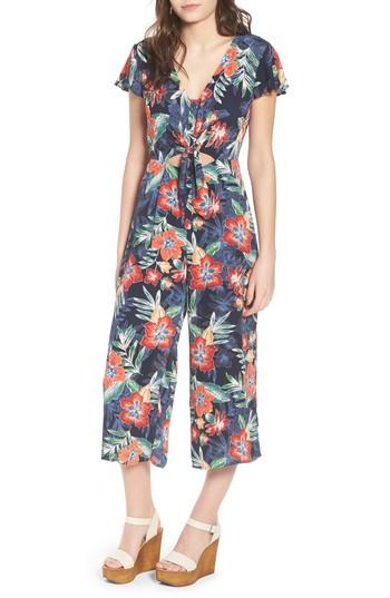 Women's One Clothing Tie Front Culotte Jumpsuit - Blue