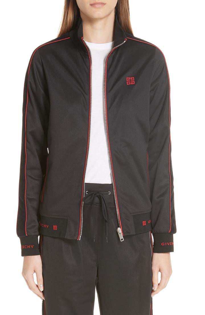 Women's Givenchy 4g Logo Embroidered Neoprene Track Jacket Us / 36 Fr - Black