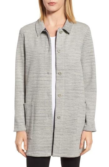 Petite Women's Eileen Fisher Cotton Blend Tweed Jacket, Size P - Purple