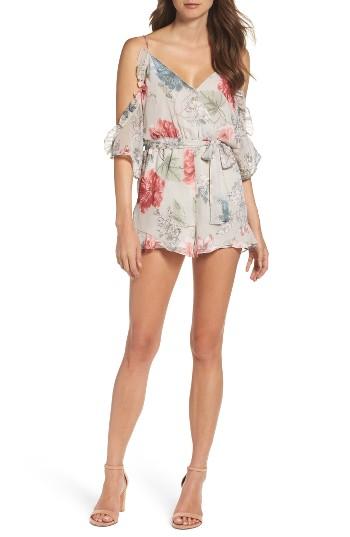 Women's Bardot Cold Shoulder Romper - Grey