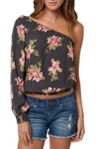 Women's O'neill Bobbie Flower Print One-shoulder Top - Grey