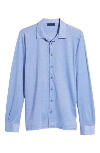 Men's David Donahue Knit Sport Shirt, Size - Blue