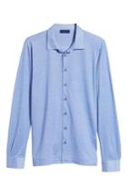 Men's David Donahue Knit Sport Shirt, Size - Blue