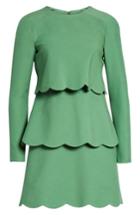 Women's Valentino Wool & Silk Tiered Scallop Dress - Green