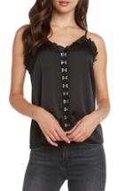 Women's Willow & Clay Ruffle Hook-and-eye Satin Camisole - Black