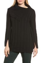 Women's Chaus Fringe Cowl Neck Sweater - Black