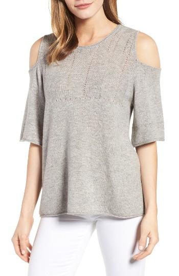 Women's Velvet By Graham & Spencer Cashmere Cold Shoulder Sweater - Grey