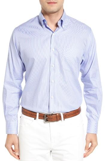 Men's Peter Millar Seashore Puppytooth Sport Shirt - Purple