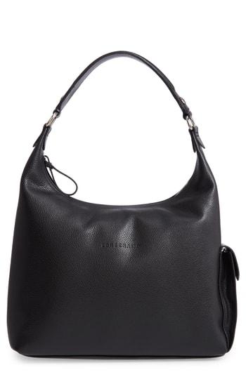 Longchamp Le Foulonne Leather Hobo - Black