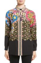 Women's Etro Floral Paisley Print Silk Shirt Us / 38 It - Black