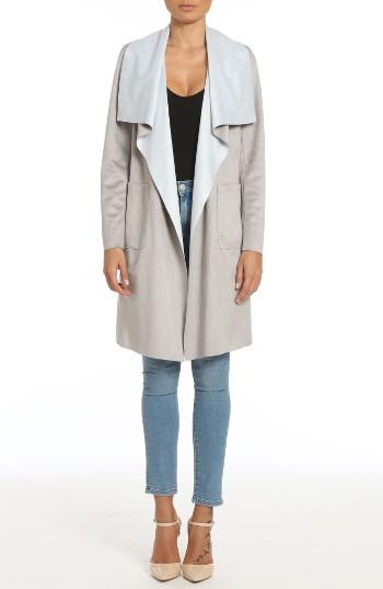 Women's Badgley Mischka Colorblock Faux Suede Draped Coat