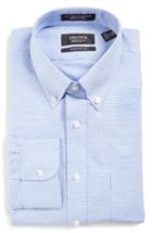 Men's Nordstrom Men's Shop Traditional Fit Houndstooth Linen & Cotton Dress Shirt
