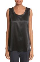 Women's Lafayette 148 New York Perla Reversible Silk Blouse, Size - Black