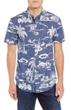 Men's Reyn Spooner My Private Isle Fit Sport Shirt, Size Medium - Blue