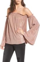 Women's Mimi Chica Plisse Off The Shoulder Top - Pink