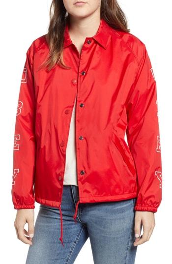 Women's Obey Core Varsity Coach's Jacket - Red