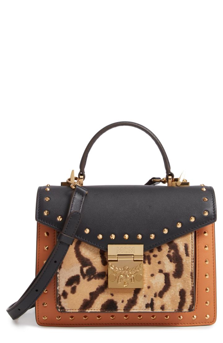 Mcm Medium Patricia Leather & Genuine Calf Hair Satchel -