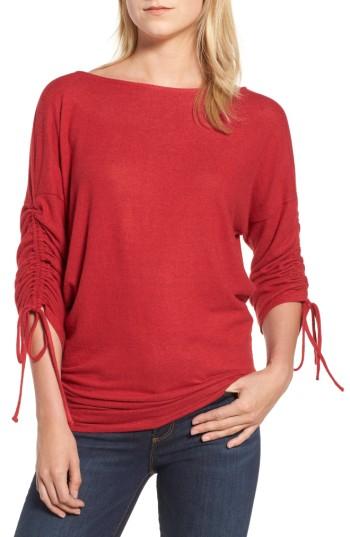 Women's Gibson Tie Sleeve Cozy Fleece Top, Size - Red