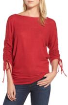 Women's Gibson Tie Sleeve Cozy Fleece Top, Size - Red