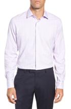 Men's Nordstrom Men's Shop Tech-smart Trim Fit Check Dress Shirt .5 - 32/33 - Purple