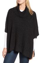 Women's Caslon Mixed Stitch Poncho Sweater - Black