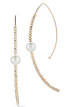 Women's Mizuki Gold Bead And Genuine Pearl Marquise Hoop Earrings
