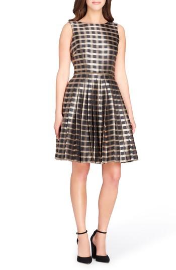 Women's Tahari Jacquard Fit & Flare Dress - Metallic
