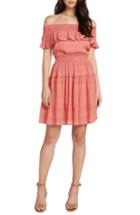 Women's Willow & Clay Gingham Smocked Off The Shoulder Dress - Red