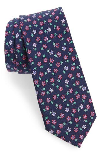 Men's 1901 Merkley Floral Skinny Silk Tie, Size - Blue