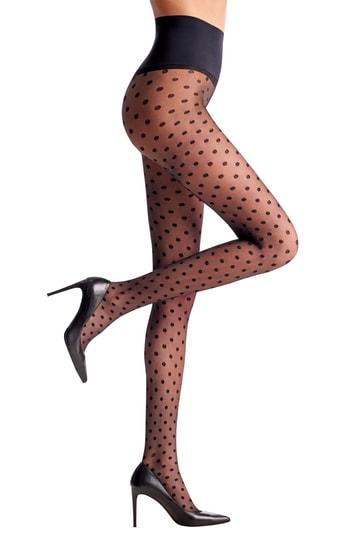 Women's Commando Polka Dot Sheer Tights - Black
