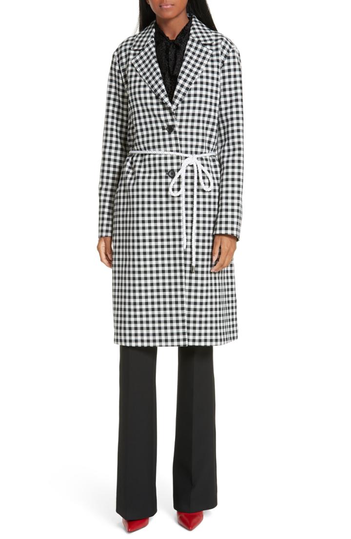 Women's Robert Rodriguez Ines Gingham Belted Double Face Coat - Black