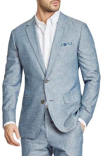 Men's Bonobos Trim Fit Chambray Cotton Blazer R - Blue