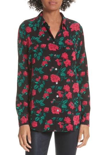 Women's Equipment Slim Signature Floral Blouse - Black