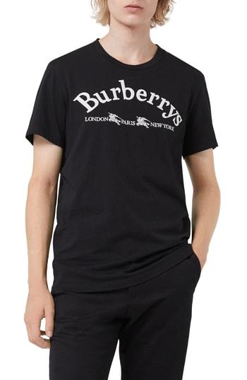 Men's Burberry Paris Logo T-shirt - Black