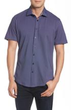 Men's Stone Rose Trim Fit Microdot Print Knit Sport Shirt (s) - Blue