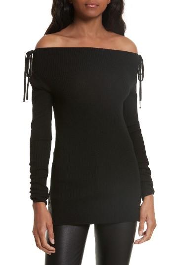 Women's Veronica Beard Merino Wool Off The Shoulder Sweater - Black