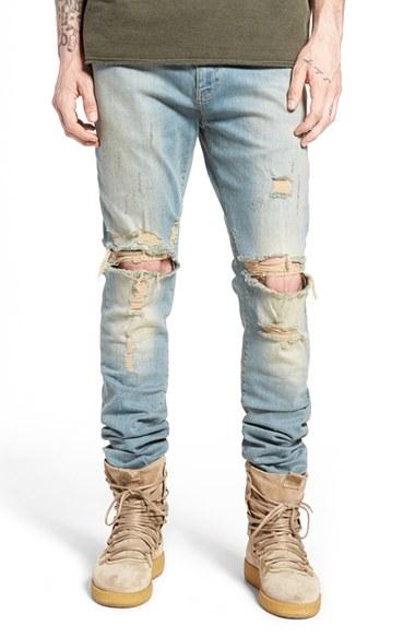 Men's Represent Destroyer Skinny Fit Jeans - Blue