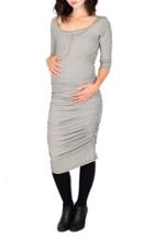 Women's Nom Henley Maternity Dress - Grey