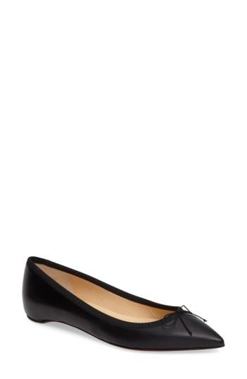 Women's Christian Louboutin Solasofia Pointy Toe Flat Us / 36eu - Black