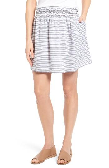 Petite Women's Caslon Smocked Cotton Skirt, Size P - Ivory